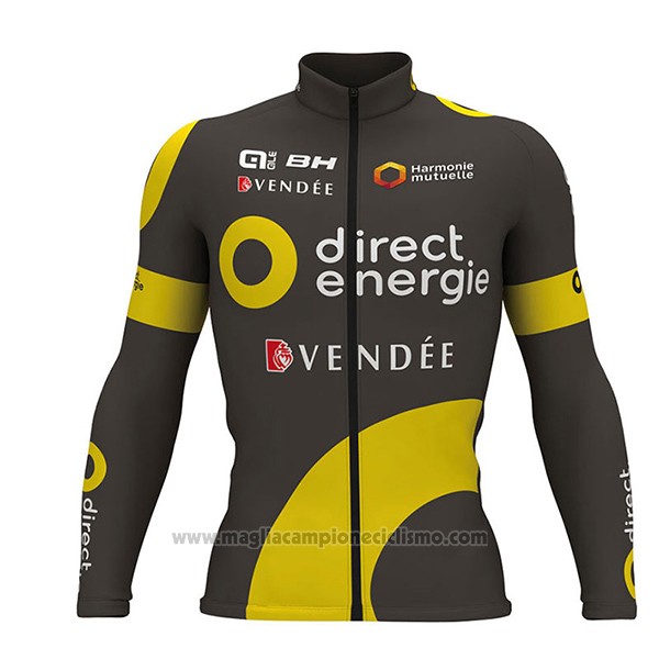 2017 Abbigliamento Ciclismo Direct Energie Ml Vede Militare Manica Lunga e Salopette